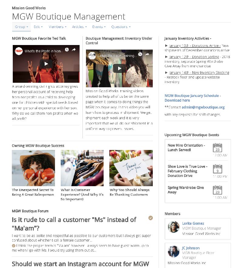 Customer interactive group screenshot